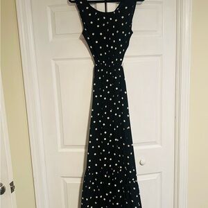Entro Black and White Polka Dot Maxi Dress